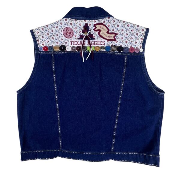 Texas A&M Aggies Denim Vest L | Handmade One of a Kind Boho Western Collegewear - Picture 6 of 15